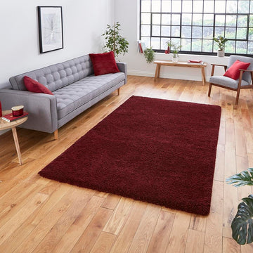 Ruby Red Super Soft Shaggy Luxury Floor Rug 5cm Long Pile